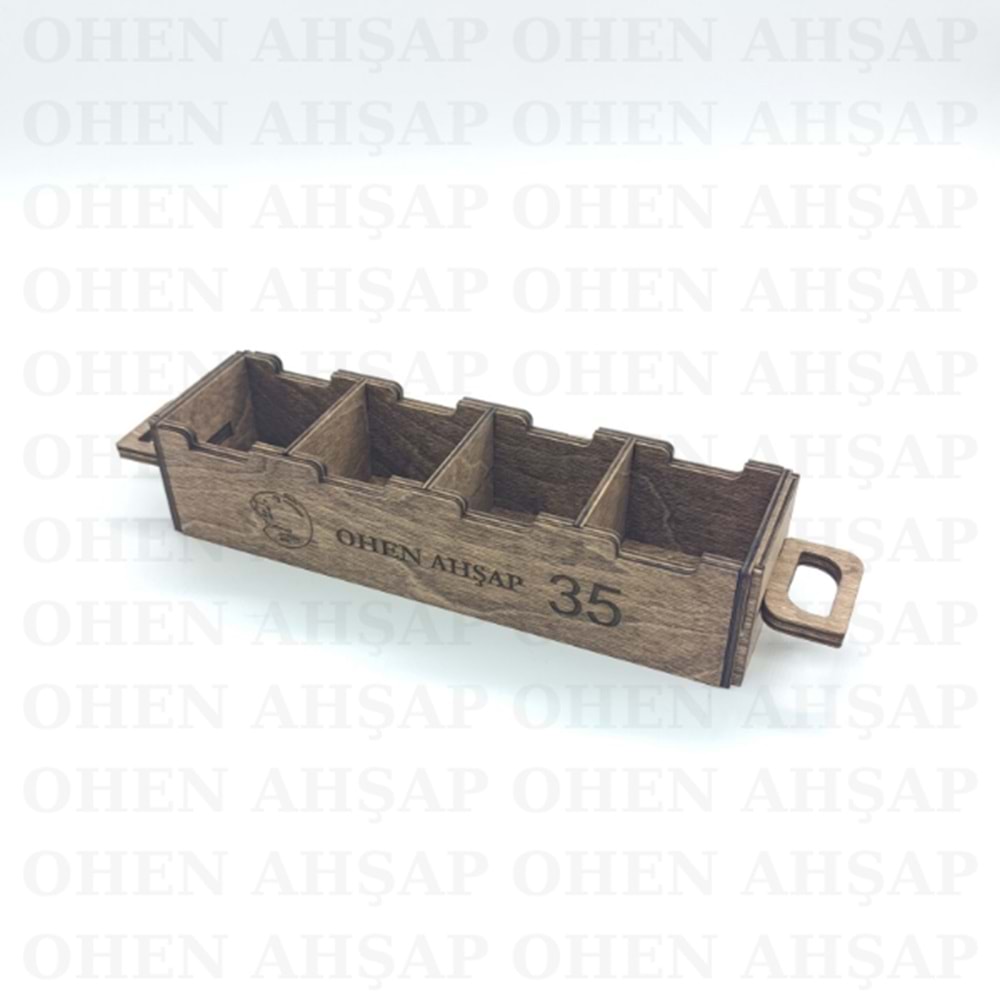 AHŞAP 4 BÖLMELİ BAHARATLI SOSLUK YAĞDANLIK MENAJ TAKIMI MODEL 2