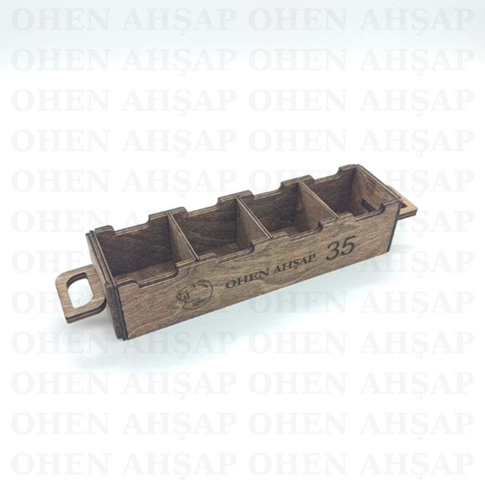 AHŞAP 4 BÖLMELİ BAHARATLI SOSLUK YAĞDANLIK MENAJ TAKIMI MODEL 2