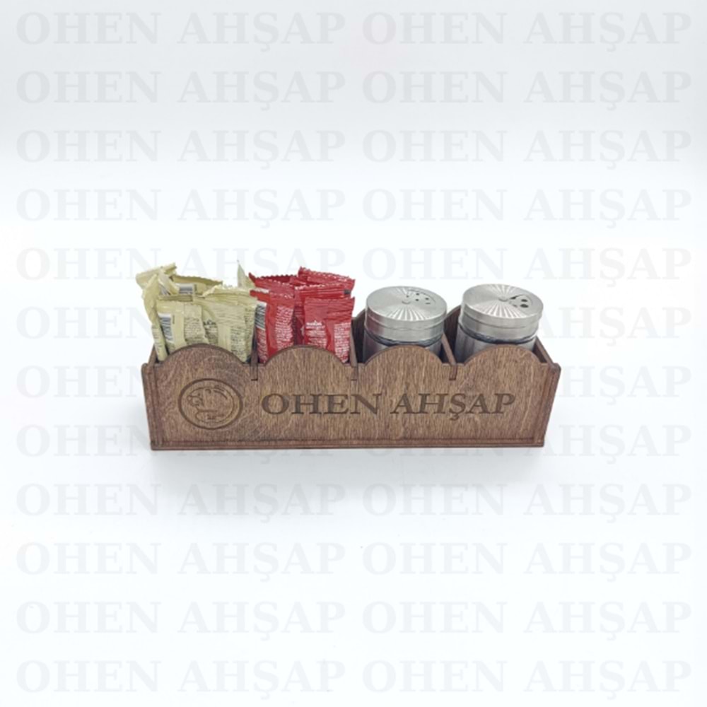 AHŞAP 4 BÖLMELİ BAHARATLI SOSLUK YAĞDANLIK MENAJ TAKIMI MODEL 3
