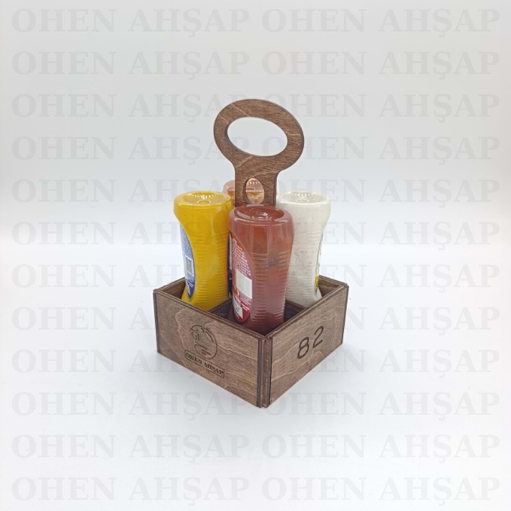 AHŞAP 4 BÖLMELİ BAHARATLIK SOSLUK YAĞDANLIK MODEL 2