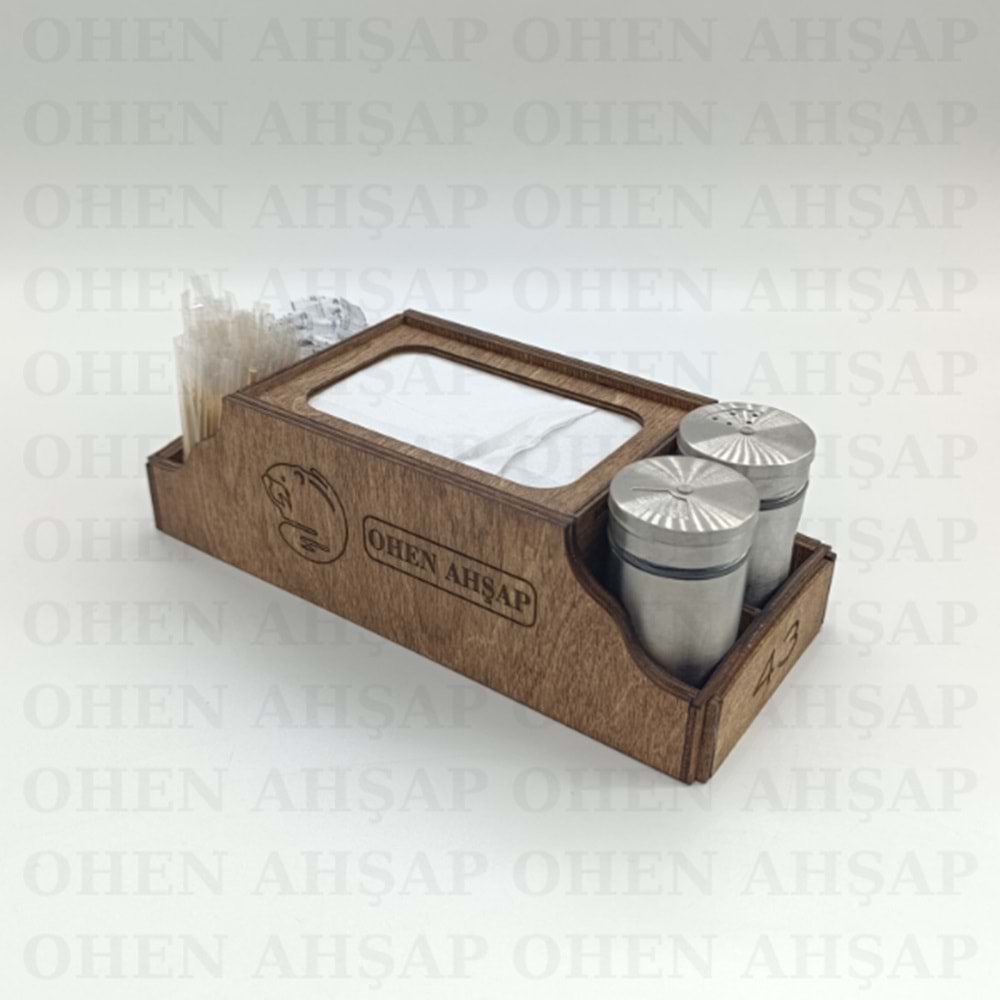 AHŞAP DİSPENSER PEÇETELİKLİ 4 BÖLMELİ MENAJ TAKIMI MODEL 1