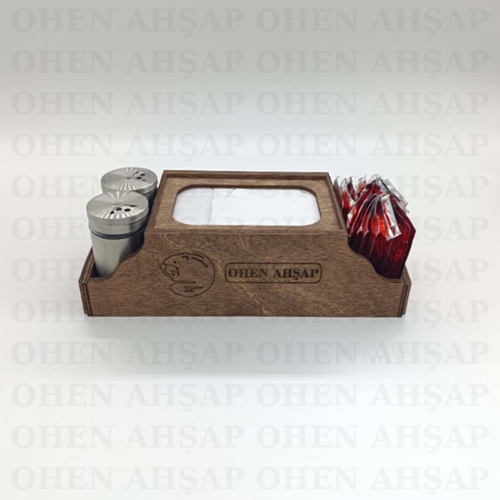 AHŞAP DİSPENSER PEÇETELİKLİ 4 BÖLMELİ MENAJ TAKIMI MODEL 1