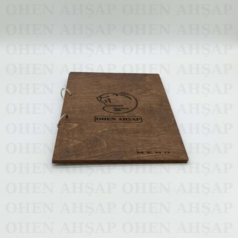 AHŞAP METAL HALKALI MENÜ KABI MODELİ 1 A4 EBATLI