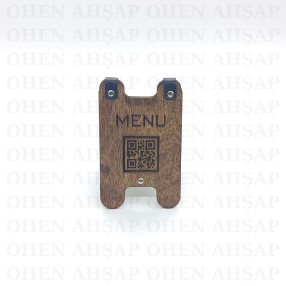 AHŞAP DERİ MENTEŞELİ QR MENÜ MODELİ 1