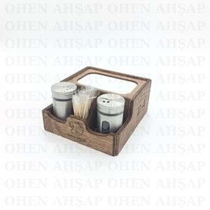 AHŞAP DİSPENSER PEÇETELİKLİ 3 BÖLMELİ MENAJ TAKIMI