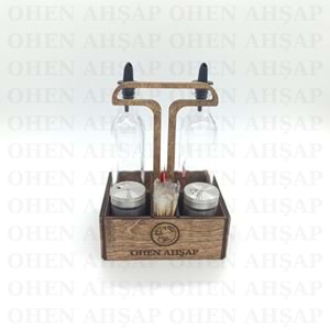 AHŞAP 6 BÖLMELİ KULPLU BAHARATLIK SOSLUK YAĞDANLIK MODEL 1