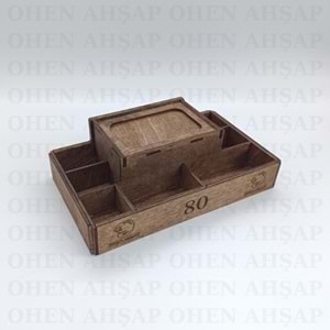 AHŞAP DİSPENSER PEÇETELİKLİ 7 BÖLMELİ MENAJ TAKIMI MODEL 1