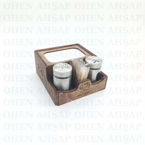 AHŞAP DİSPENSER PEÇETELİKLİ 3 BÖLMELİ MENAJ TAKIMI