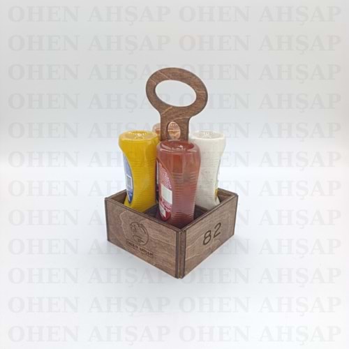 AHŞAP 4 BÖLMELİ BAHARATLIK SOSLUK YAĞDANLIK MODEL 2