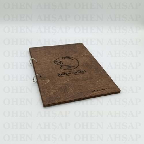 AHŞAP METAL HALKALI MENÜ KABI MODELİ 1 A4 EBATLI